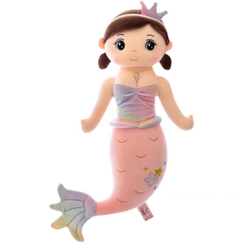 Cute mermaid plush toy crown mermaid pillow doll detail image 6