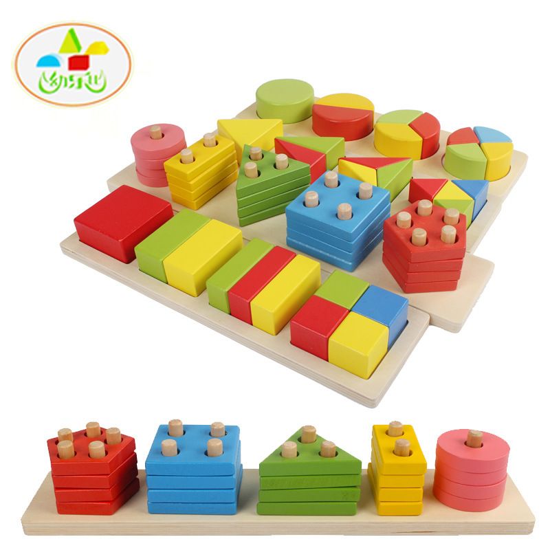 New educational wooden geometric shape assembly boards, 4 shape matching boards, children's early education and enlightenment assembly toys Application Scenario