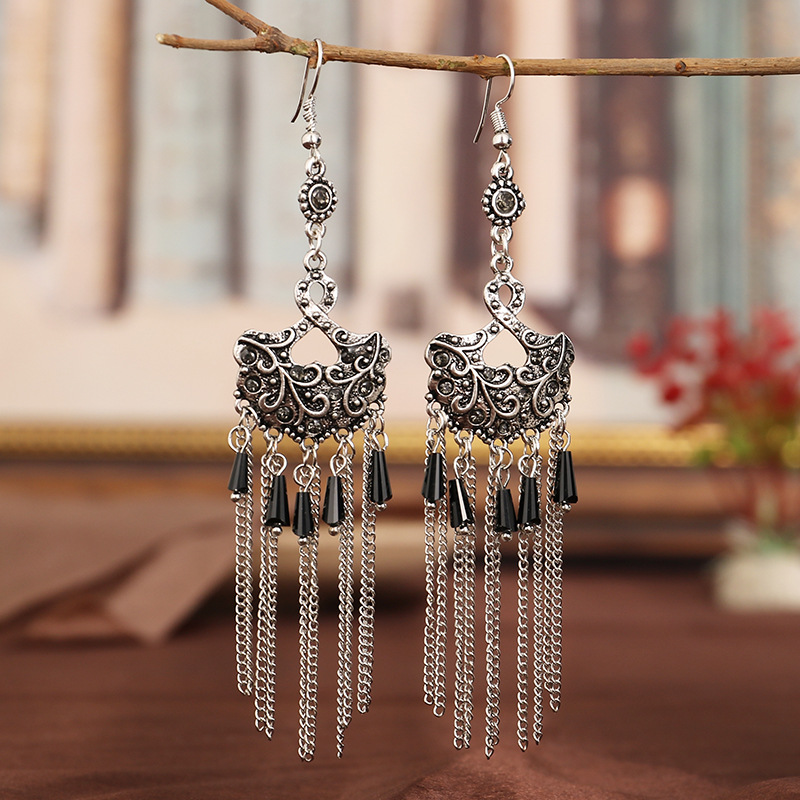 Versatile, stylish and simple women's earrings, Chinese ancient style and ethnic style earrings, 66 elegant and new Specification image