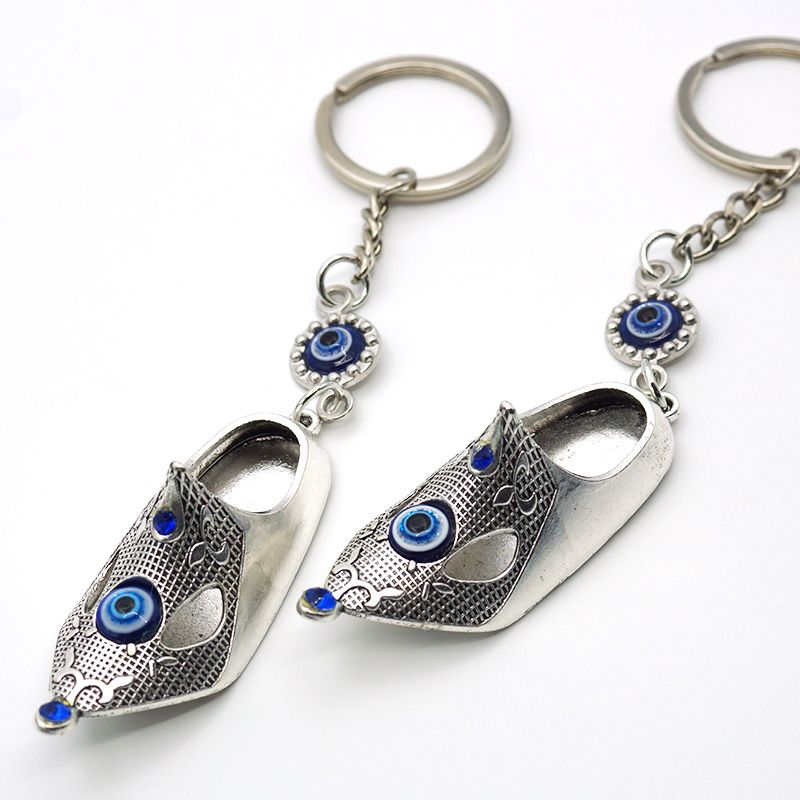 Foreign trade Greek and Turkish blue eye jewelry, evil eye metal shoe pendants, Devil's eye keychains Item Picture