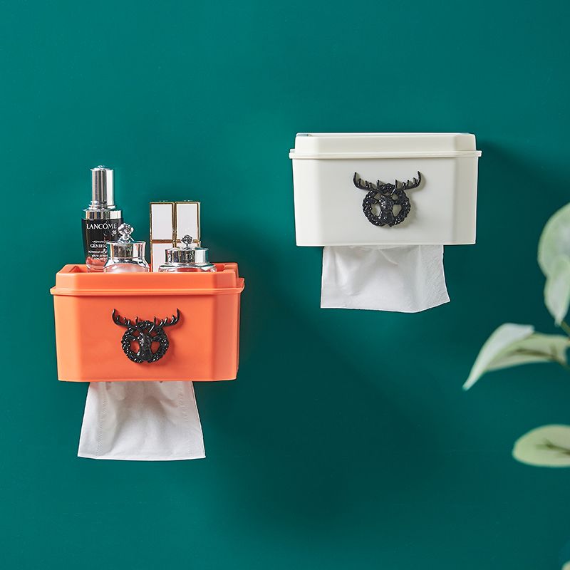 New wall-mounted bathroom tissue box without drilling, kitchen tissue box, multi-functional and creative tissue storage box Item Picture