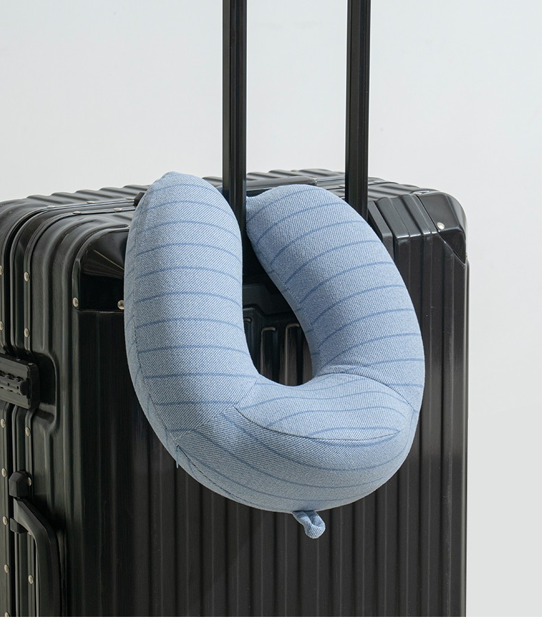 亚马逊旅行收纳飞机枕新款u型枕 记忆棉条纹创意颈枕详情图10