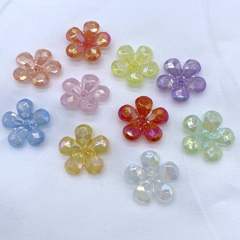 果冻ab镀彩22mm五瓣花朵 古风发饰头绳饰品配件散珠详情图5