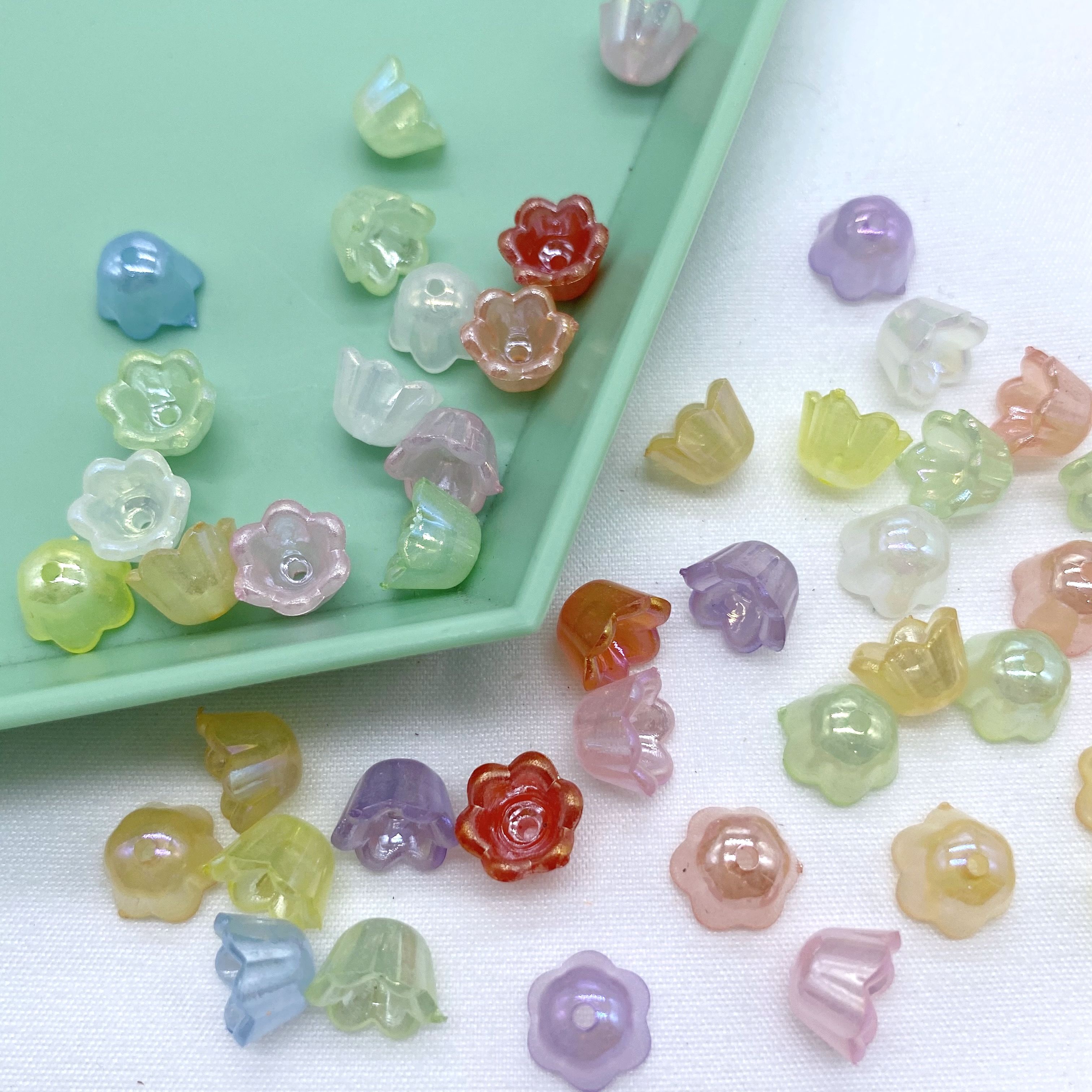 果冻镀彩ab小风铃花 diy手工制作古风发簪发夹配件图