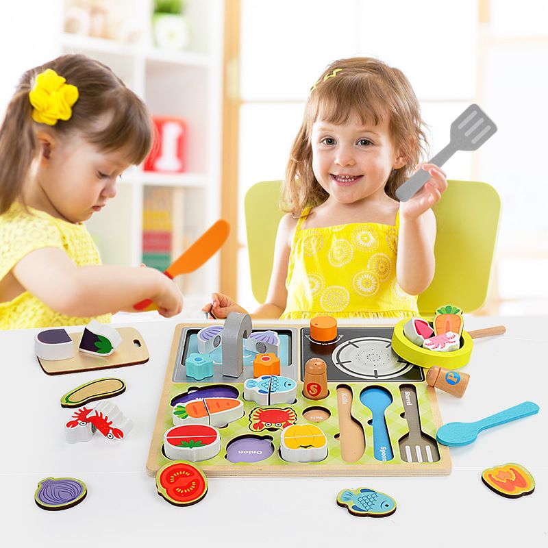 Children's fruit cutting toy boys and girls kitchen toy cutting seen the house cutting music barbecue shop wooden puzzle Specification drawing