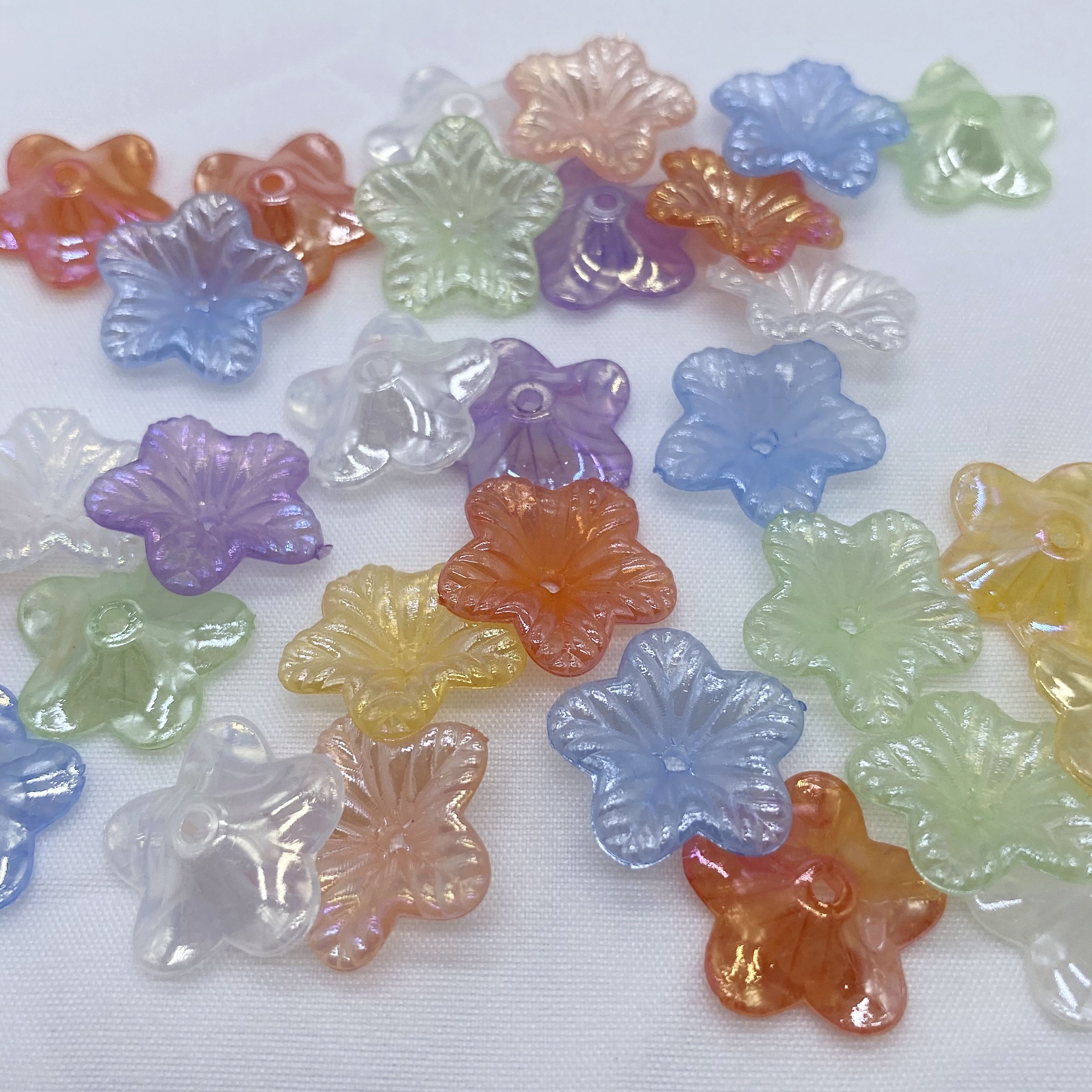 Jelly with ab color five-petal small flowers, refreshing and ancient-style hair accessory beads Item Picture
