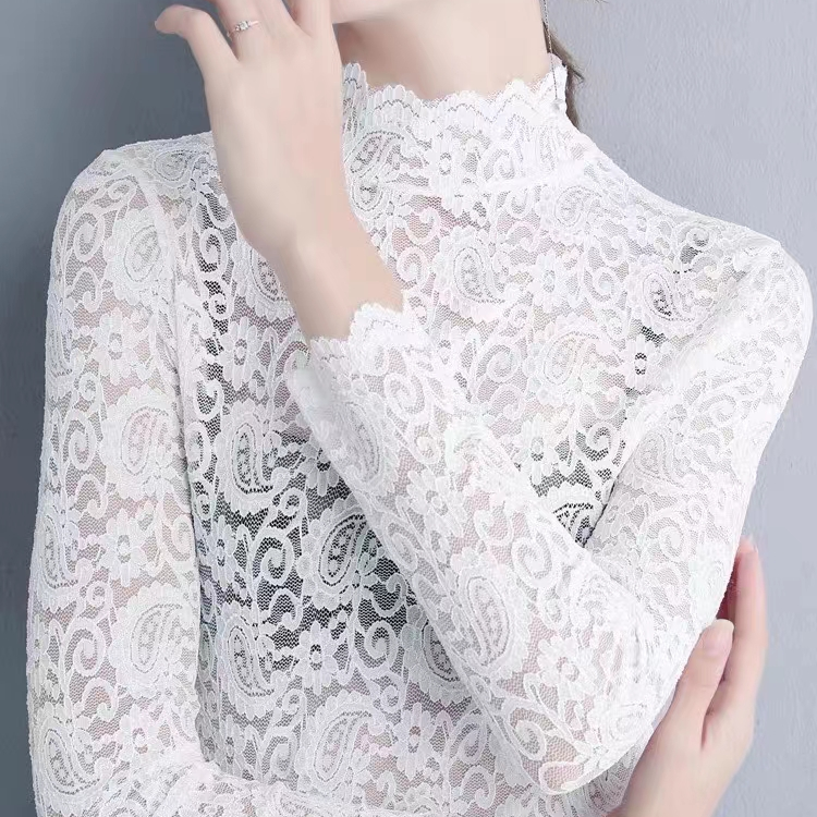 9017 Women's Fashion Lace Base Top Comfortable Skin Soft Warm Top Long Sleeve T-Shirt Autumn And Winter Base