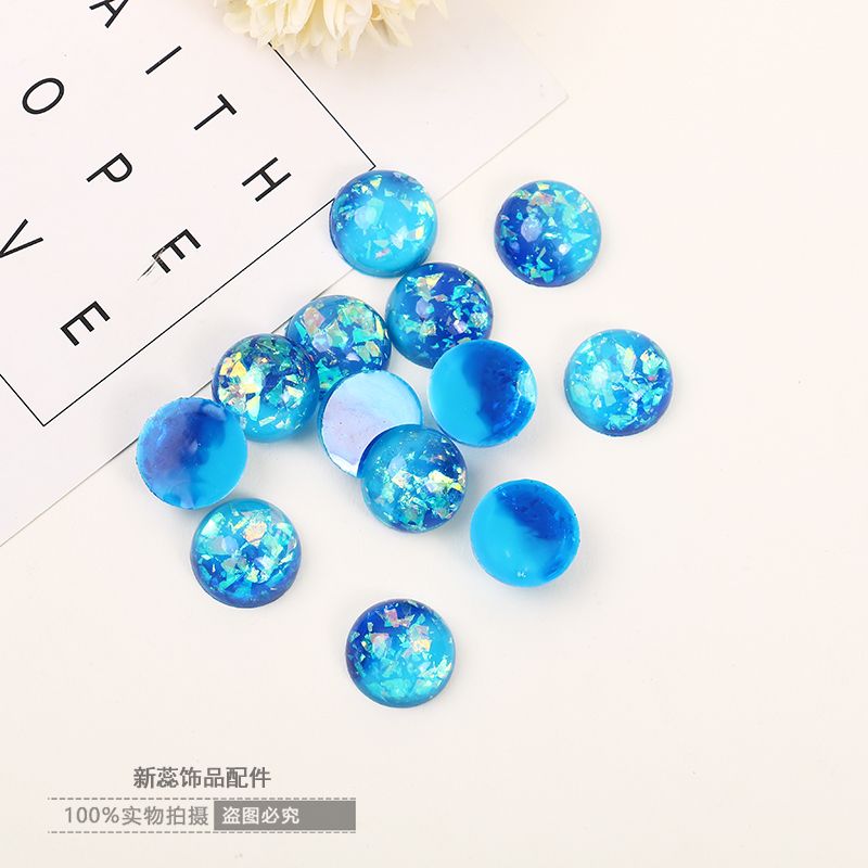 厂家批发洛丽塔玩具蓝色眼睛高面透亮20彩贝双色闪粉diy饰品配件