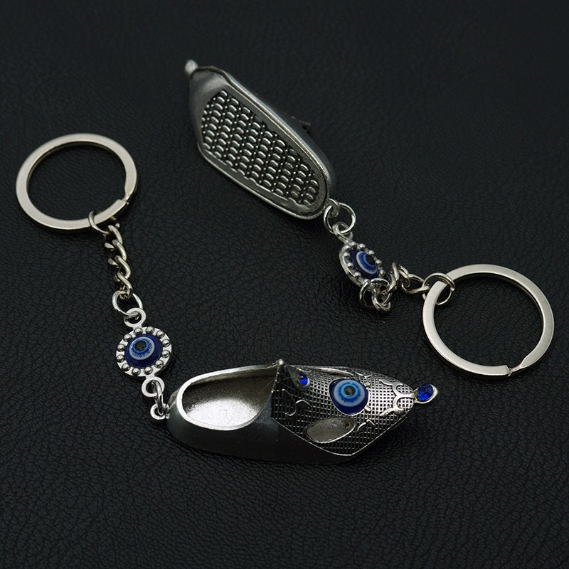 Foreign trade Greek and Turkish blue eye jewelry, evil eye metal shoe pendants, Devil's eye keychains detail image 2