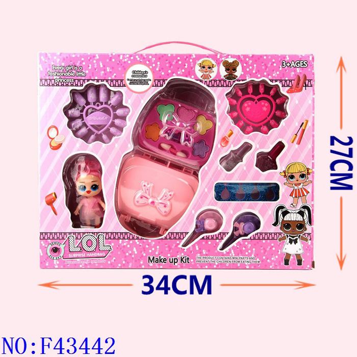 彩妆 色品背包   儿童小女孩彩妆玩具 仿真化妆品指甲油美甲过家家玩具   F43442