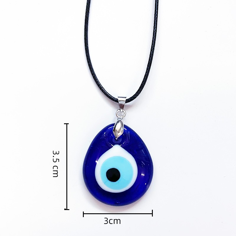 Siyao Accessories Factory wholesals Devil's Eye Turkish blue eye glass pendant necklaces, cross-border accessories, simple wax thread necklaces, and pendant accessories in multiple specifications ranging from 30mm to 35mm. We accept orders pic 11