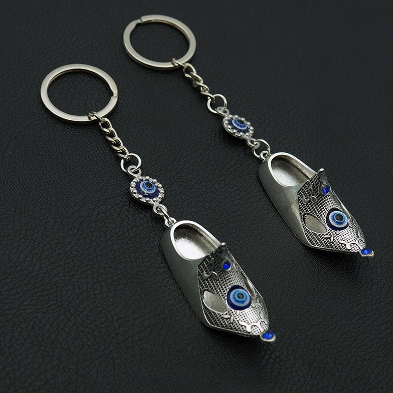 Foreign trade Greek and Turkish blue eye jewelry, evil eye metal shoe pendants, Devil's eye keychains detail image 6