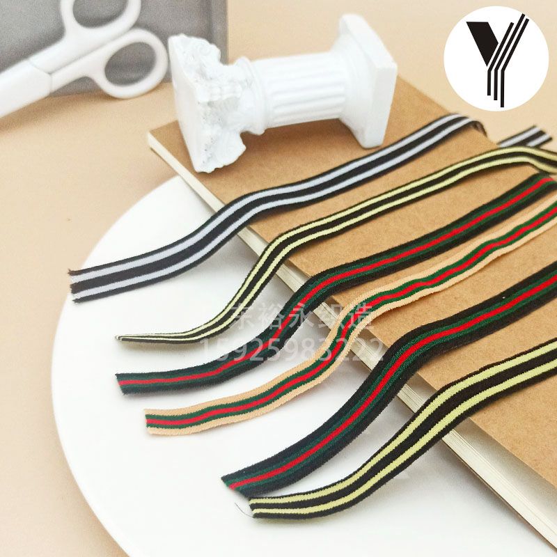Manufacturer spot color stripe yarn-dyed bag side belt after tie color elastic band garment accessories color elastic ribbon thumbnail