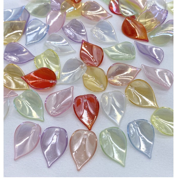 Jelly ab color-coated pointed leaf, ancient-style palm-leaf fan, hair rope, leaf and flower ornaments, accessories, scattered beads detail image 4