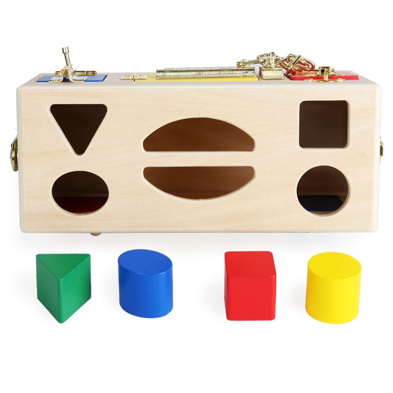 The simulation-shaped lock-picking box toy is highly entertaining, capable of enhancing babies' ability to unlock, matching games, visual skills, logical thinking, and enlightenment training. It is a parent-child game Specification image