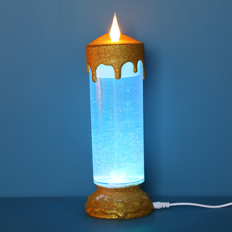 新款LED上下跳灯头蜡烛灯创意少女梦幻蜡烛水USB接口小夜灯桌面摆件装饰详情图4