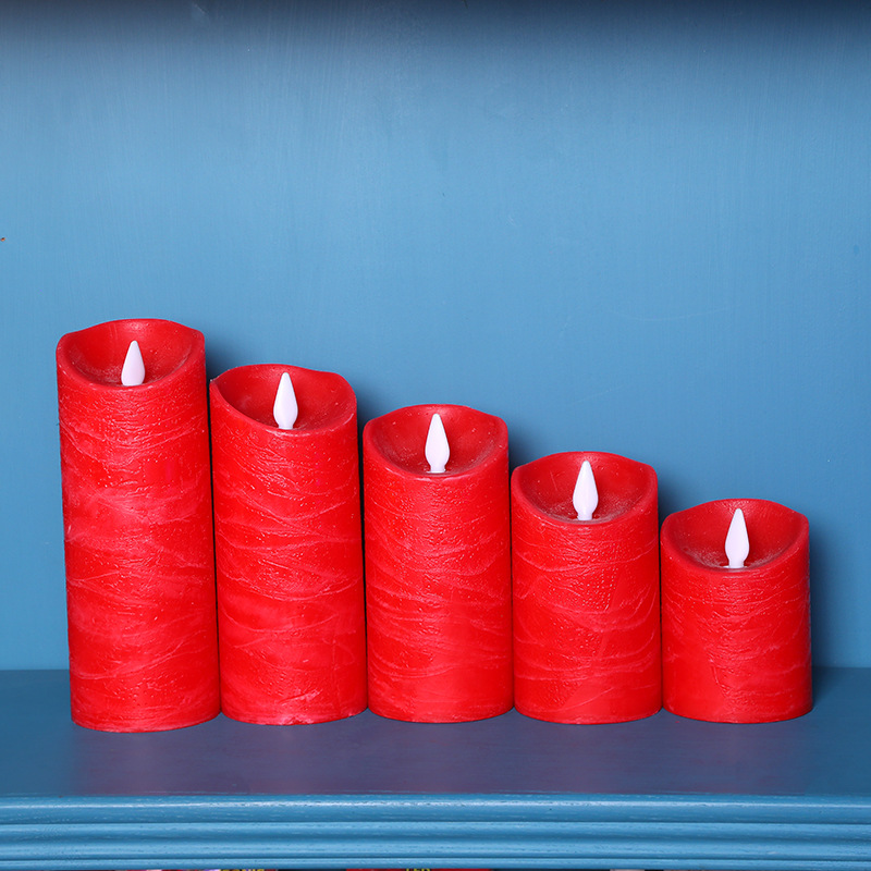 新款仿真LED灯蜡烛黑色水纹子弹头电子蜡烛灯场景气氛装饰粗杆灯详情图3