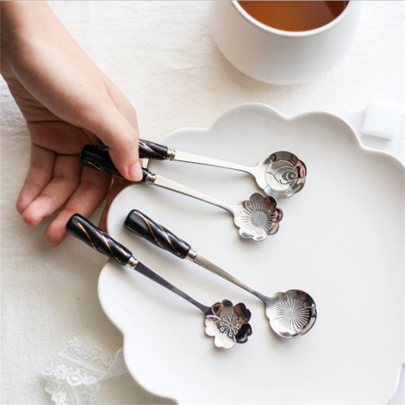 陶瓷勺  陶瓷花朵勺  咖啡勺  搅拌勺  玫瑰花勺  樱花勺详情图4
