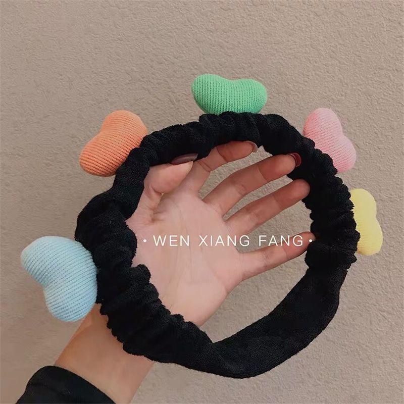 Ins Color Love Hair Band Female Net Red Face Hair Band Headdress South Korea Sweet Simple Hair Bundle Makeup Hair Card