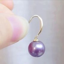 S925纯银耳环 10-11mm紫珍珠 基本无暇 两色可选