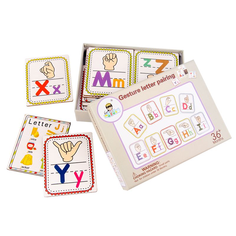 The letter double-sided gesture recognition card is rich in color and highly interesting. It can exercise the baby's color recognition visual ability, cultivate logical thinking ability, exercise early education enlightenment training, and be a parent-child game Application Scenario