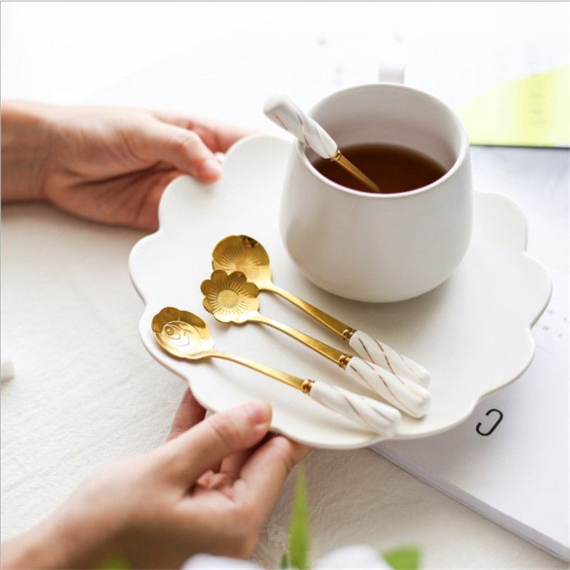 陶瓷勺  陶瓷花朵勺  咖啡勺  搅拌勺  玫瑰花勺  樱花勺详情图3