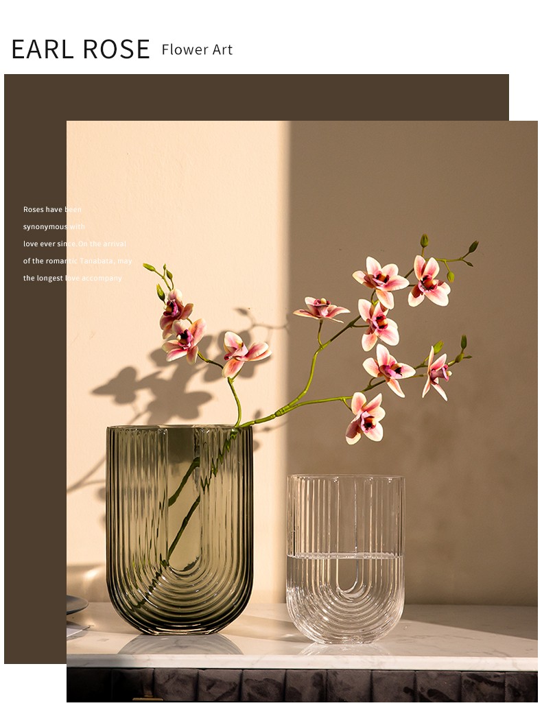 北欧ins玻璃花瓶透明U型几何客厅插花摆件假花水培鲜花瓶客厅餐桌详情3
