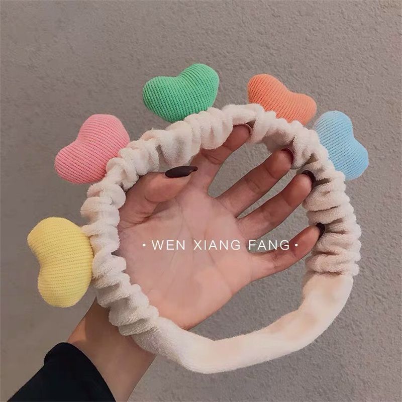 Ins Color Love Hair Band Female Net Red Face Hair Band Headdress South Korea Sweet Simple Hair Bundle Makeup Hair Card details Picture