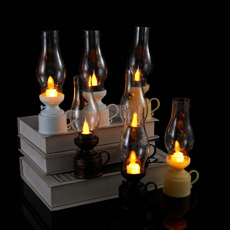 创意怀旧烛台道具复古美式煤油灯LED电子蜡烛灯酒吧餐厅家居摆件详情图1