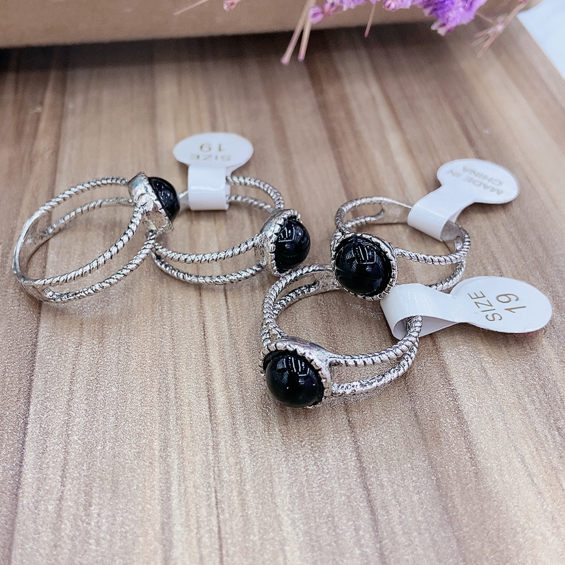 Vintage style antique silver black resin fashion ring exaggerated antique silver foreign trade ring