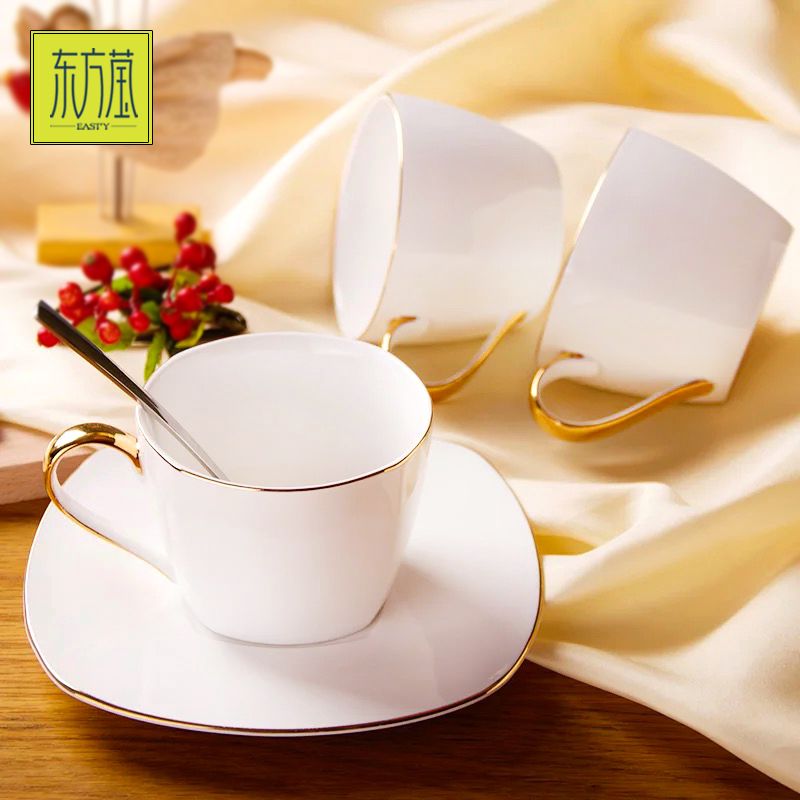 Ceramic water sets, gold-plated cups and saucers, export ceramic coffee sets, tea sets, water sets, red cups, small dessert saucers, bone China cups Specification image