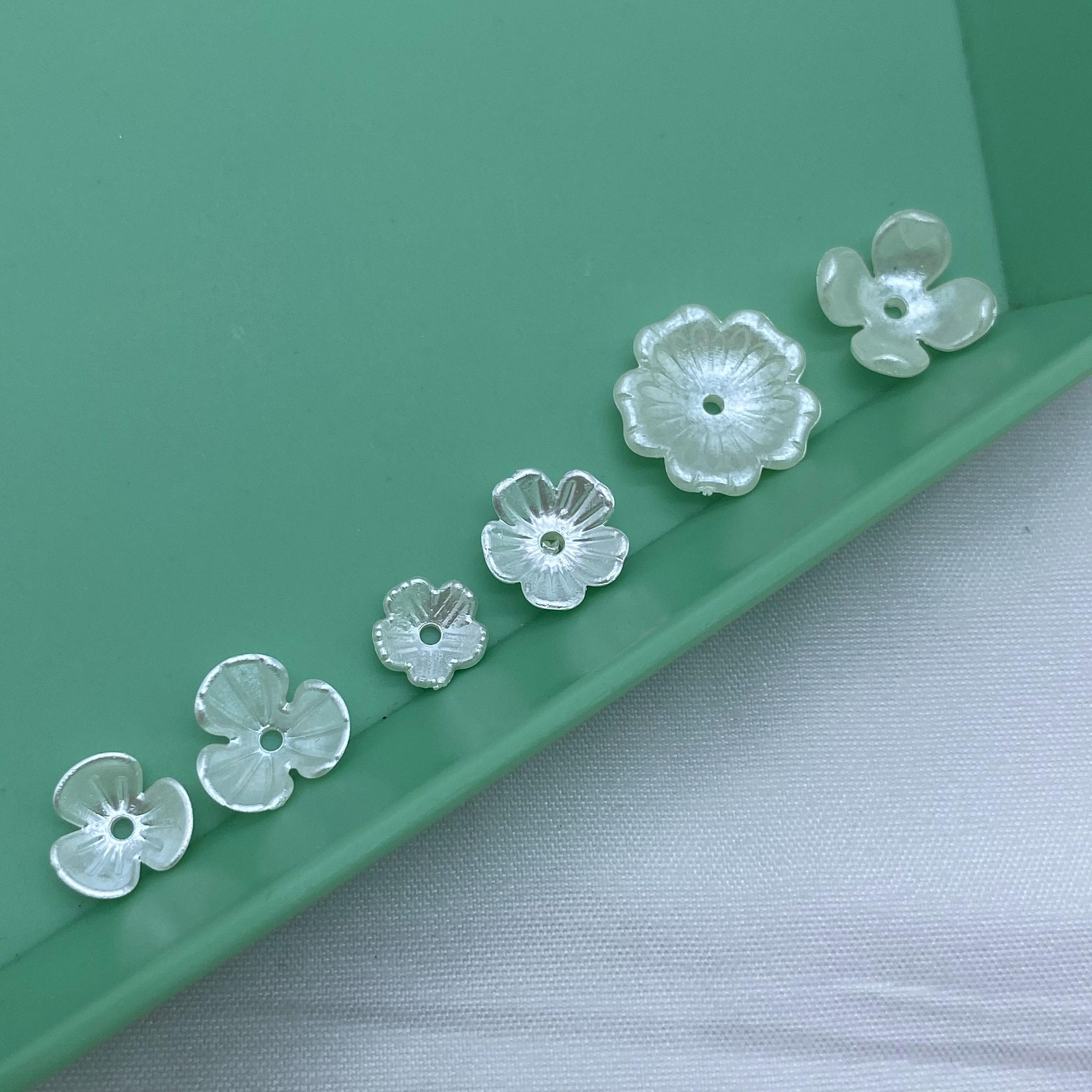diy hand-woven ancient-style clothing hair rope accessories with ABS imitation pearl small petals Specification image