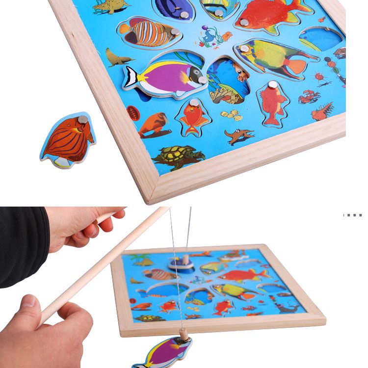 Factory direct sales of children's wooden magnetic cats, fishing babies, large jigsaw puzzles, fishing toys, and interactive games over home