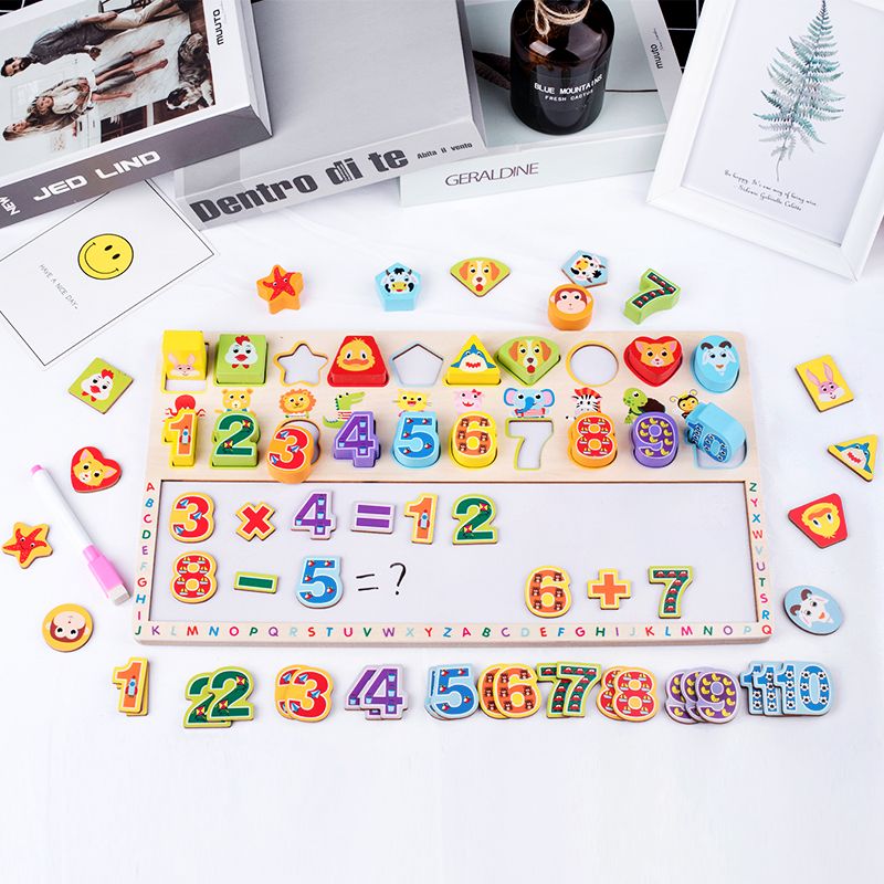 The three-in-one digital drawing board is rich in color and highly interesting. It can exercise babies' color recognition and visual ability, cultivate logical thinking ability, exercise early education enlightenment training, and play parent-child games Specification image