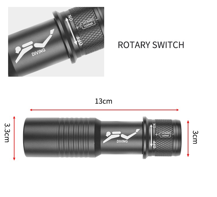 D619跨境新款T6腕带潜水手电筒led深海潜水手握潜水手电赶海照明手电详情图2