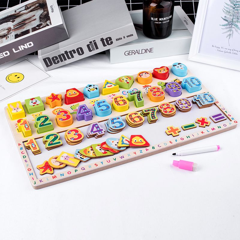 The three-in-one digital drawing board is rich in color and highly interesting. It can exercise babies' color recognition and visual ability, cultivate logical thinking ability, exercise early education enlightenment training, and play parent-child games details Picture