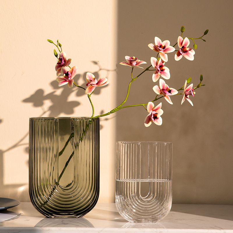 北欧ins玻璃花瓶透明U型几何客厅插花摆件假花水培鲜花瓶客厅餐桌图