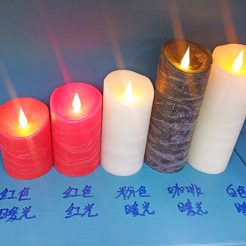 新款仿真LED灯蜡烛黑色水纹子弹头电子蜡烛灯场景气氛装饰粗杆灯细节图