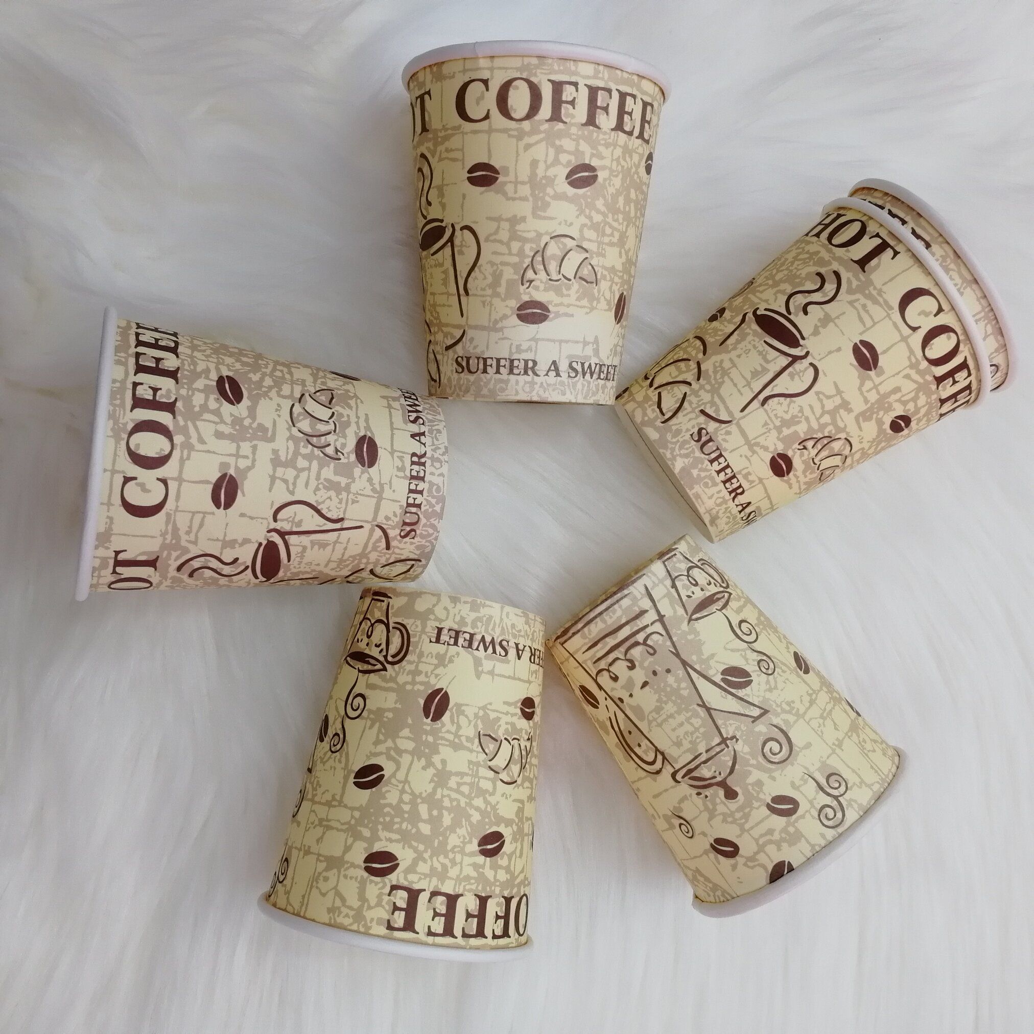 Disposable Grid Small Fresh Coffee Paper Cup, 228 Ml Can Be Customized Logo Office Business Party Wedding Paper Cup 00002