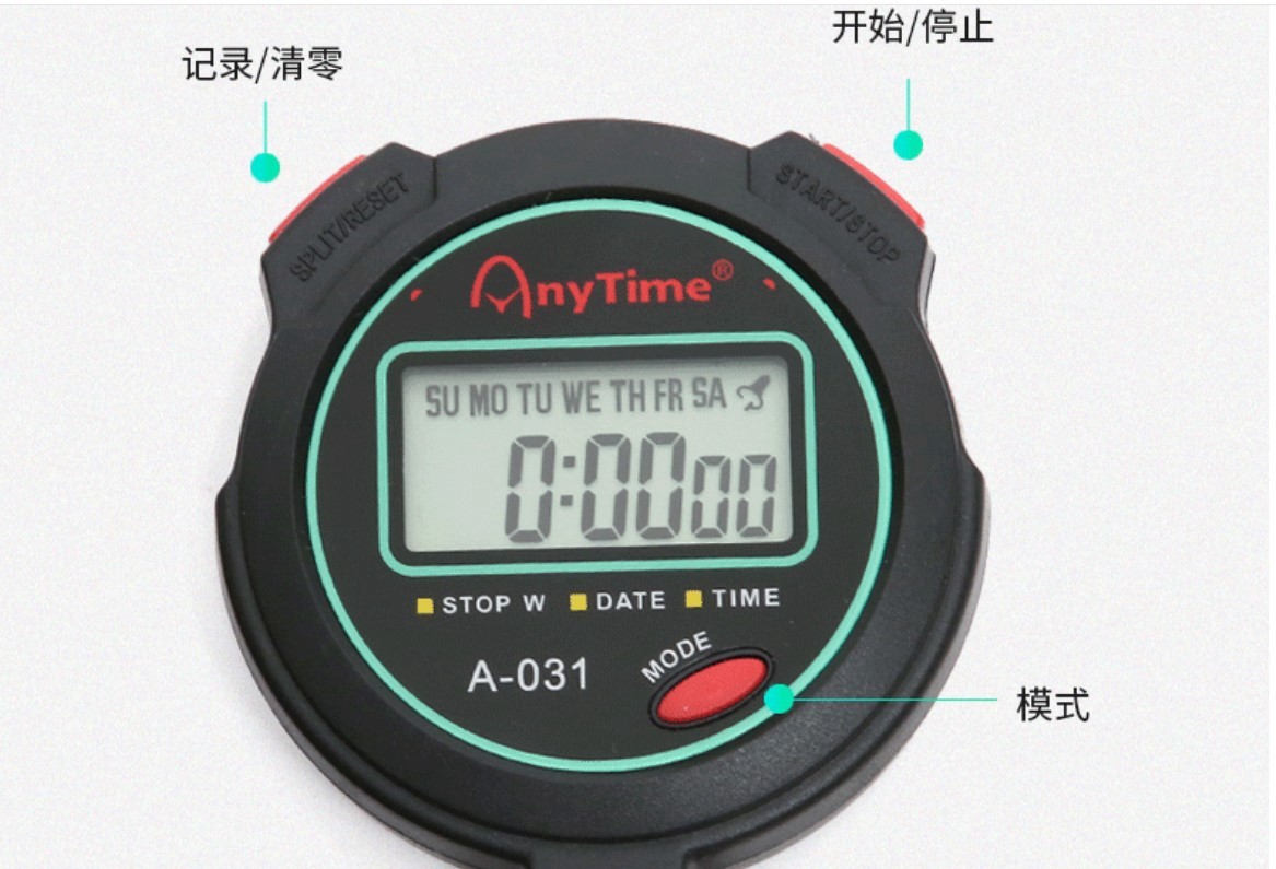 anytime秒表！A-031码表/专业运动游泳健身教练多功能电子计时器详情图16