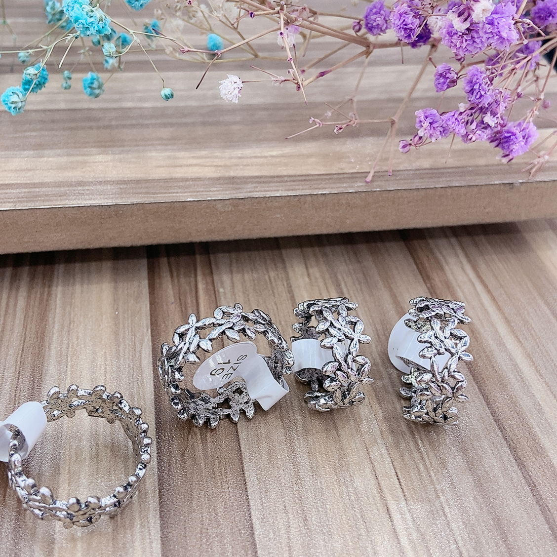 Vintage style ancient silver glossy leaf ring, ancient silver ring fashion ring