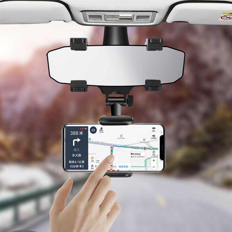 BM手机支架车载 汽车导航手机架后视镜仪表板360°旋转车用手机架图