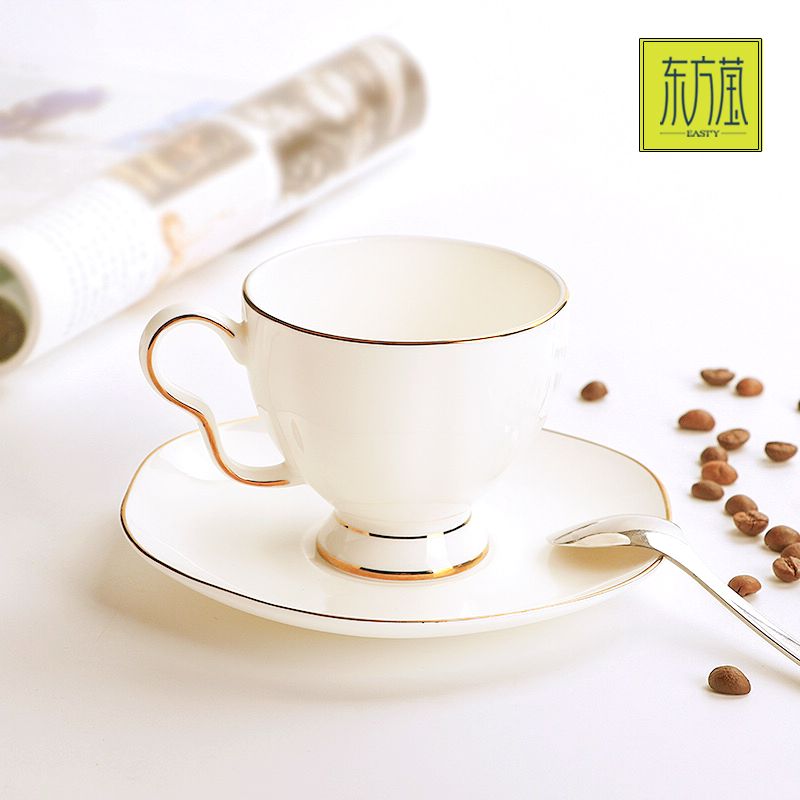 New coffee cups, saucers, tea sets, bone China butterfly water cups and black tea flower cups from Dongfangying, an export-oriented ceramic brand details Picture