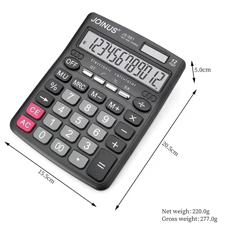 众成881计算器 十二位大屏显示 太阳能大按键 办公桌面计算器 详情图3