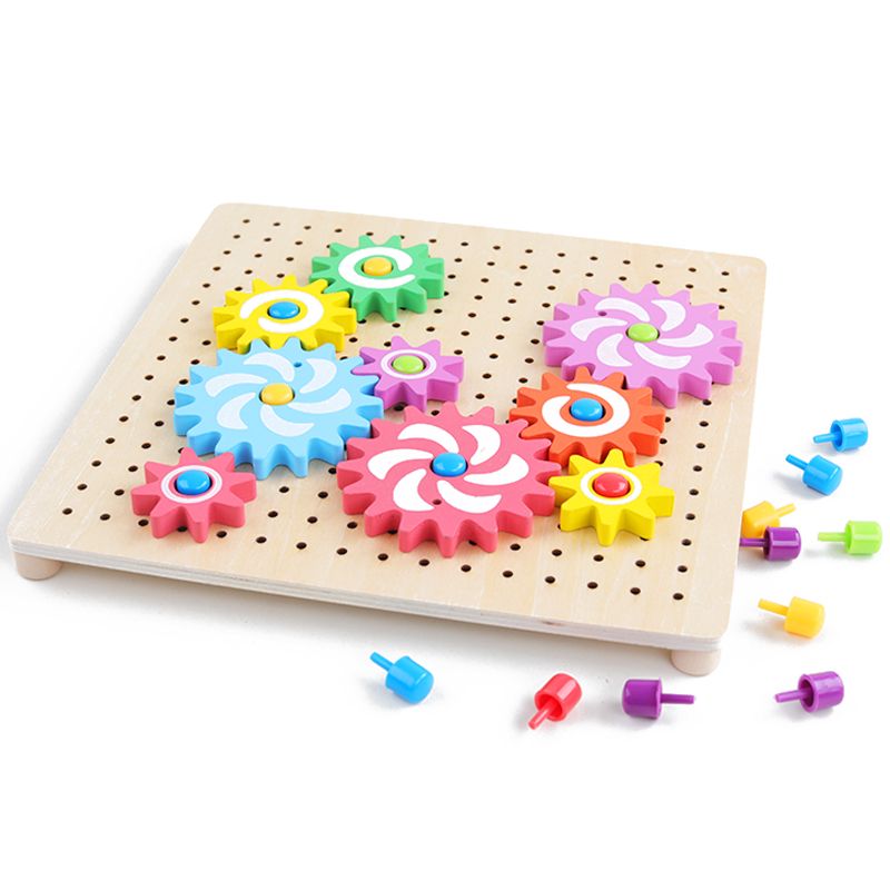 The wooden toy mushroom nail card game is rich in color and highly interesting. It can exercise babies' color recognition and visual ability, cultivate logical thinking ability, and exercise early education enlightenment training. It is a parent-child game details Picture