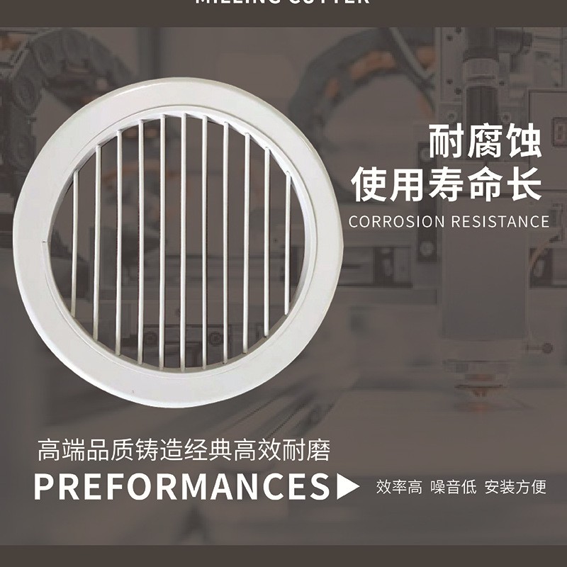 厂家直供铝合金百叶圆形风口百叶窗单层铝合金单层百叶风口详情图2