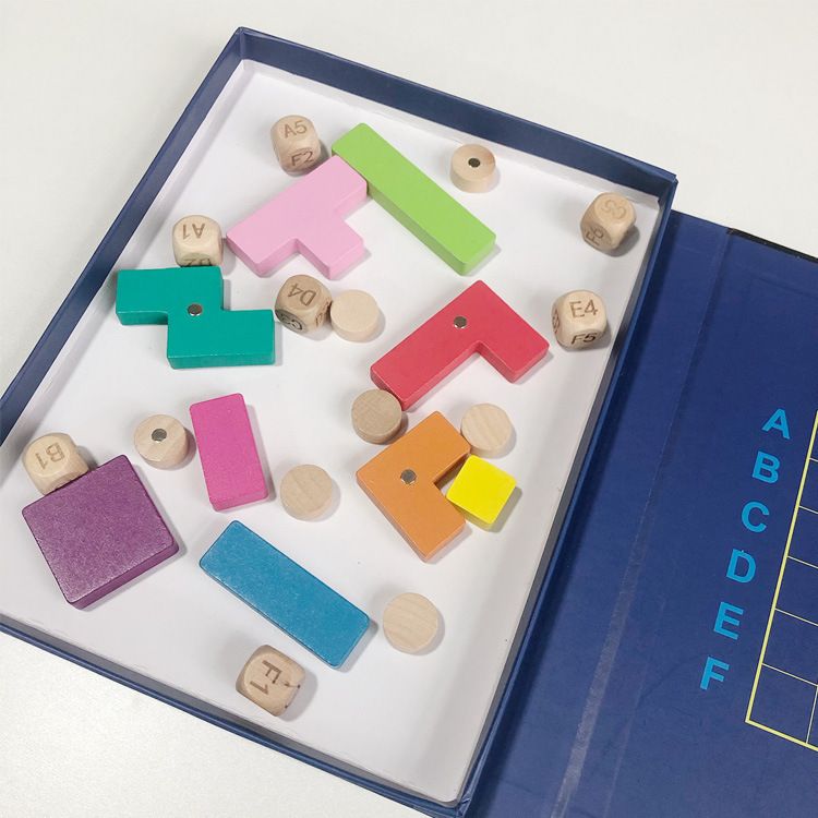 Children's educational toys, wooden magnetic Tetris magnetic sheet building block assembly, early childhood education and science education toys