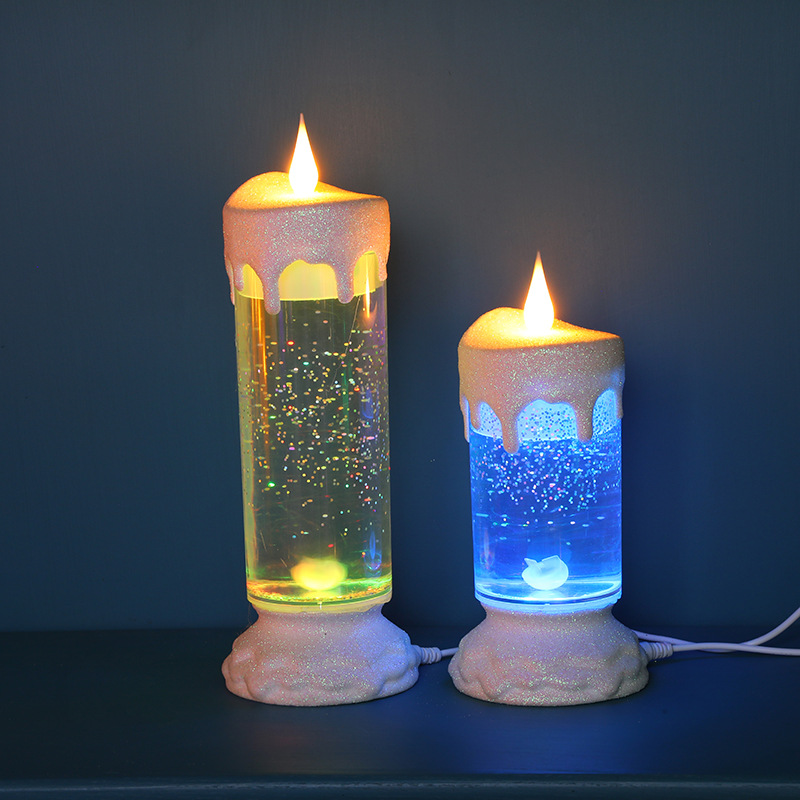 新款LED上下跳灯头蜡烛灯创意少女梦幻蜡烛水USB接口小夜灯桌面摆件装饰详情图3