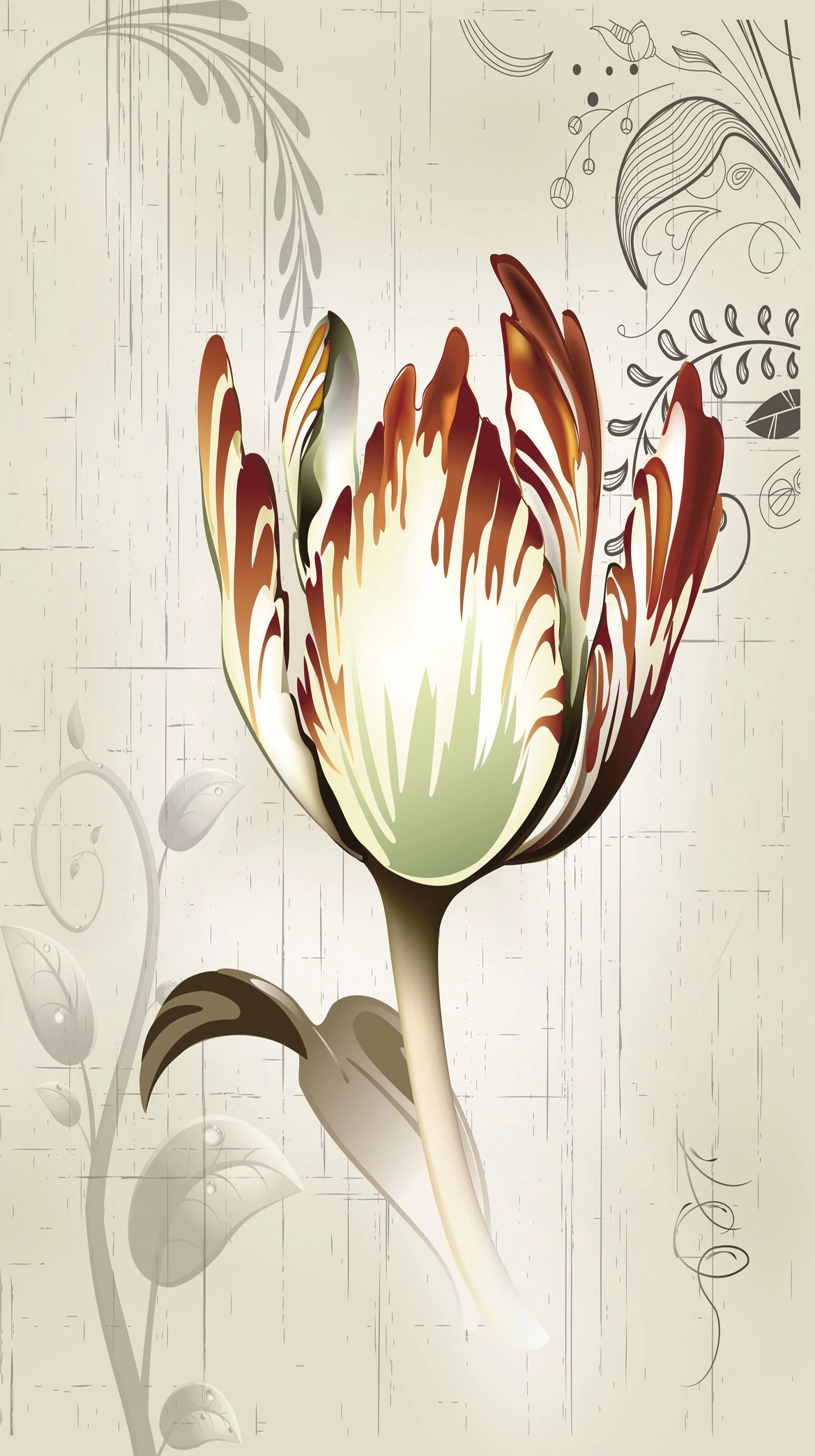 Frameless decorative painting, modern style floral board painting 132405 detail image 1