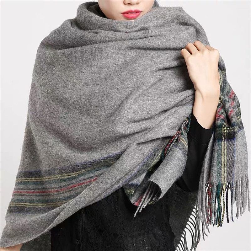 Ladies Autumn-Winter Preppy Coat Hundred Ladies Retro Trendy Casual Explosive Scarf 33789